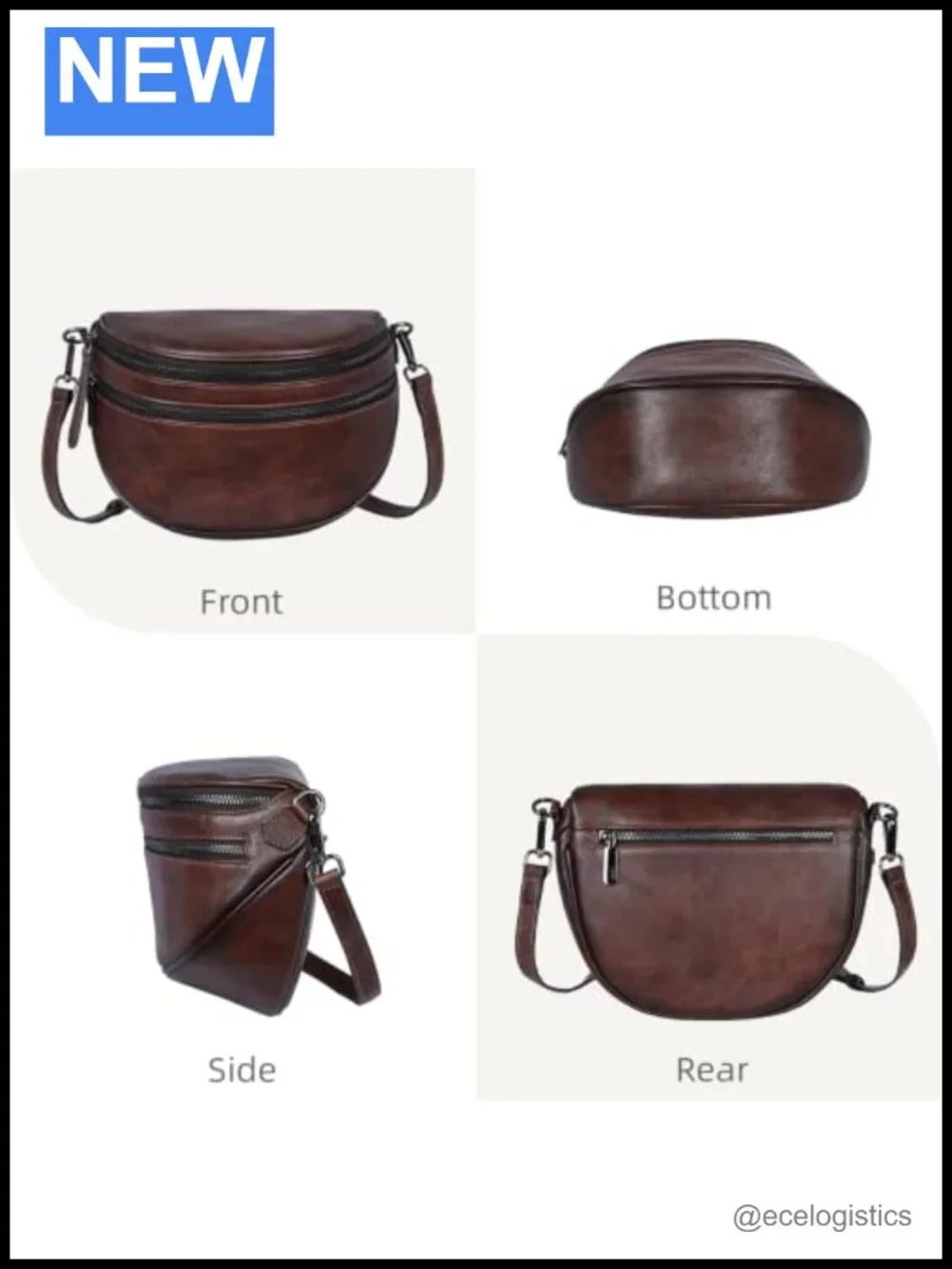 Real Leather Crossbody Bag for Women with RFID Protection and Adjustable Straps